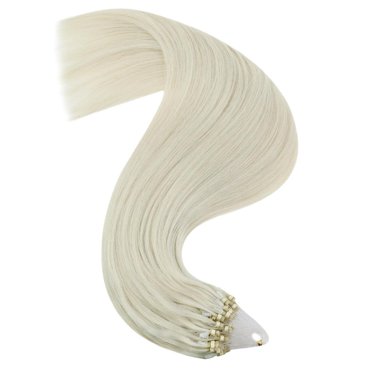 Platinblond Micro Ring Extensions Echthaar 55cm - Kaltfusion