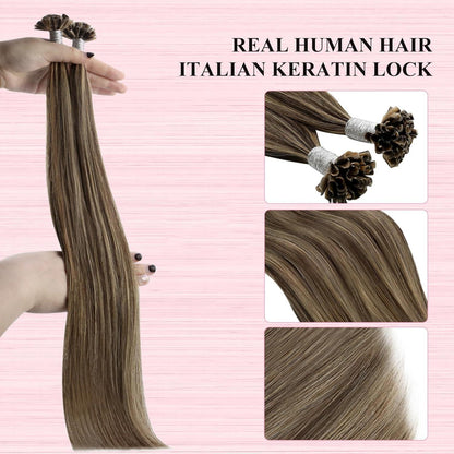 Echthaar Bondings Dunkelbraun 55cm - U Tip Extensions