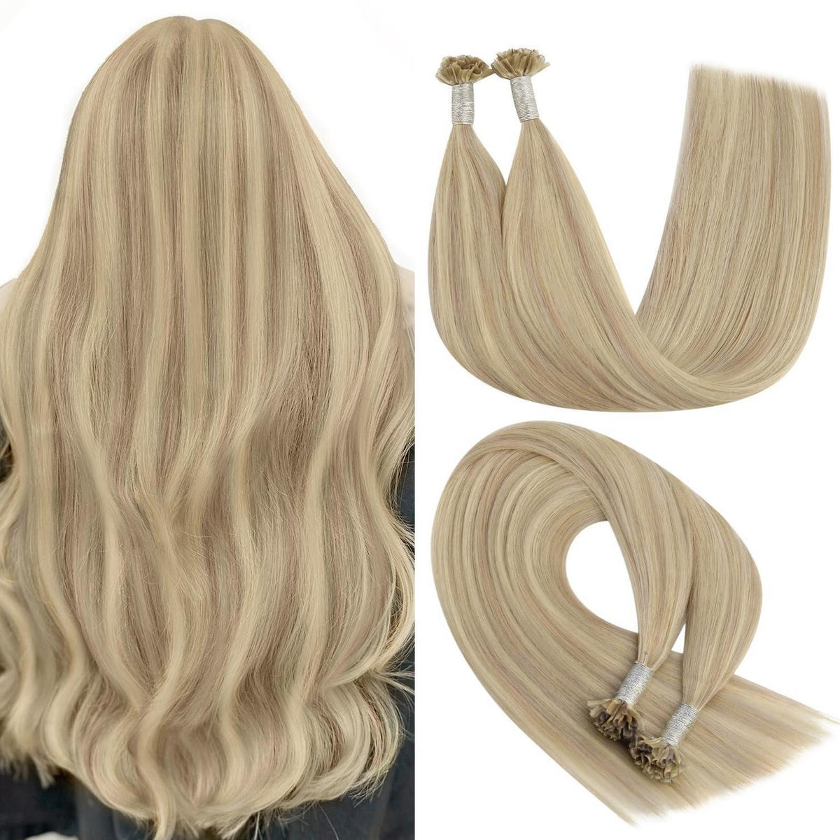 Echthaar Bondings Blond 50cm – 50g Keratin U Tip Extensions