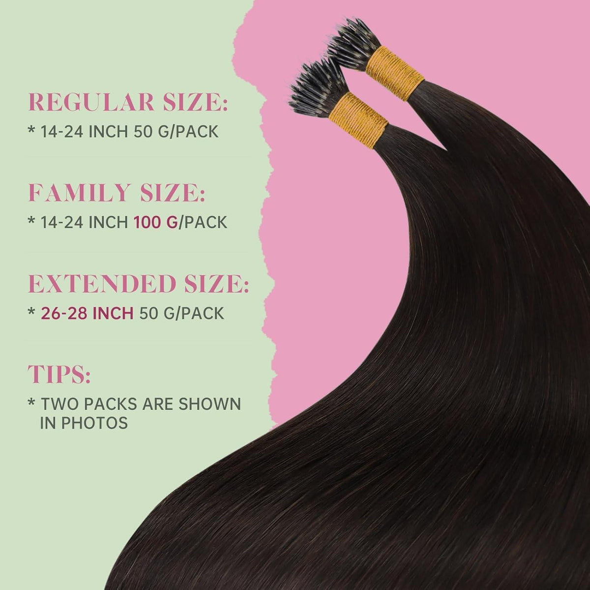 Echthaar Nanoring Extensions Braun 55cm – 50g