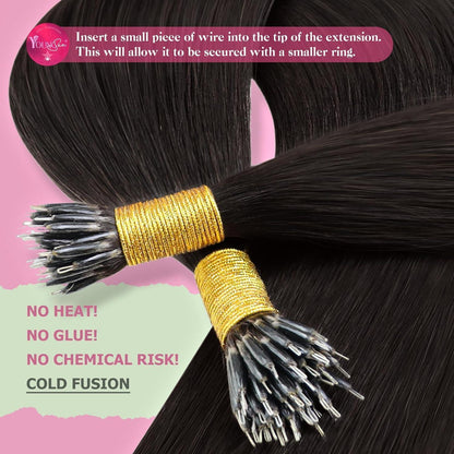 Echthaar Nanoring Extensions Braun 55cm – 50g