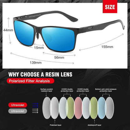 Polarisierte Herren Sonnenbrille Rechteckig Metallrahmen