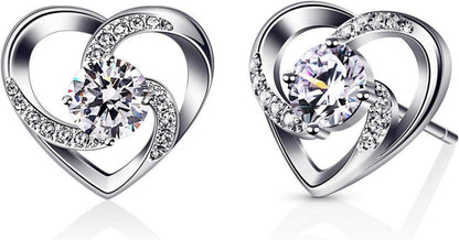 Herz Ohrringe 925 Sterling Silber Zirkonia Geschenk Damen