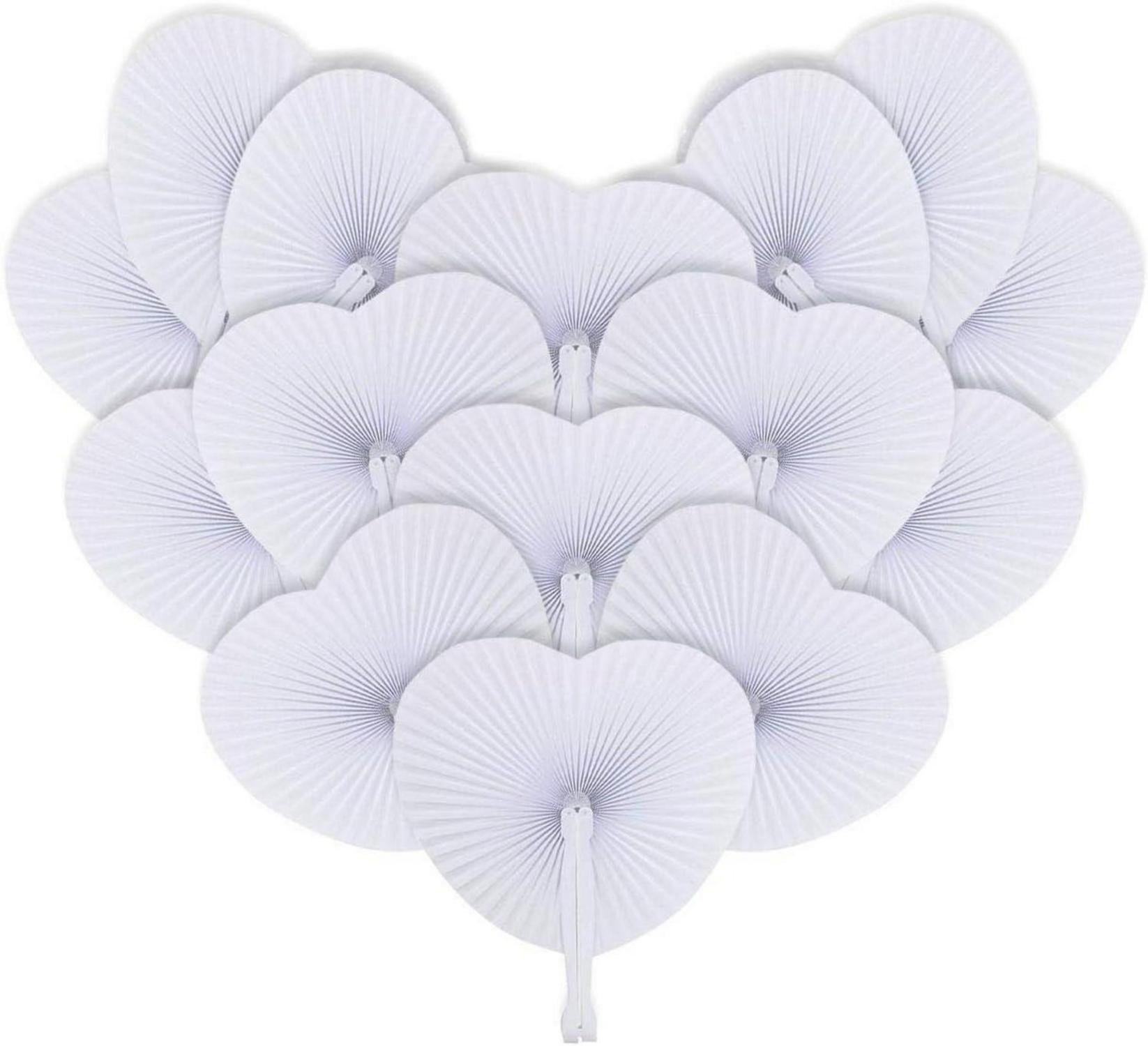 Handfächer Weiße Herzform Hochzeit Geschenk 24 Stück