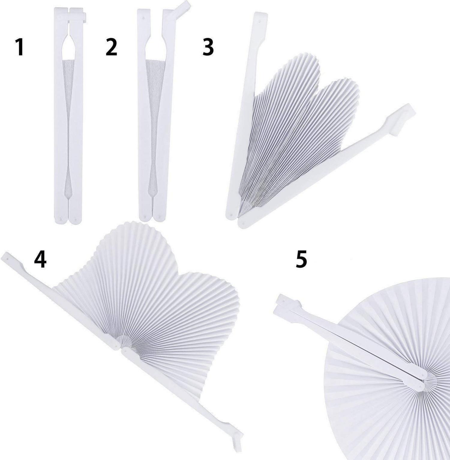 Handfächer Herzform 24 Stück Weiß Hochzeit Gäste Geschenk