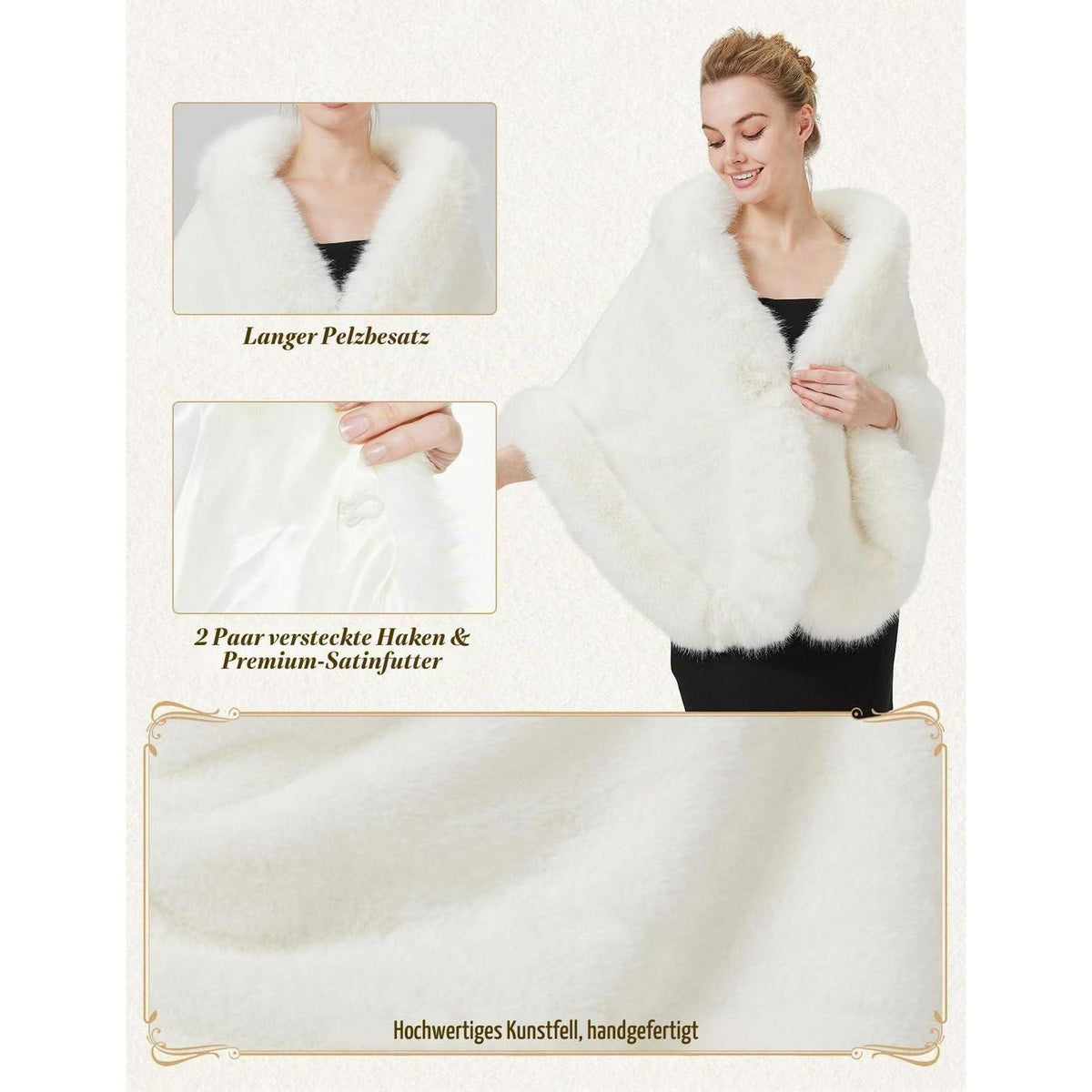 Kunstpelz Stola Bolero für Braut & Abendkleid