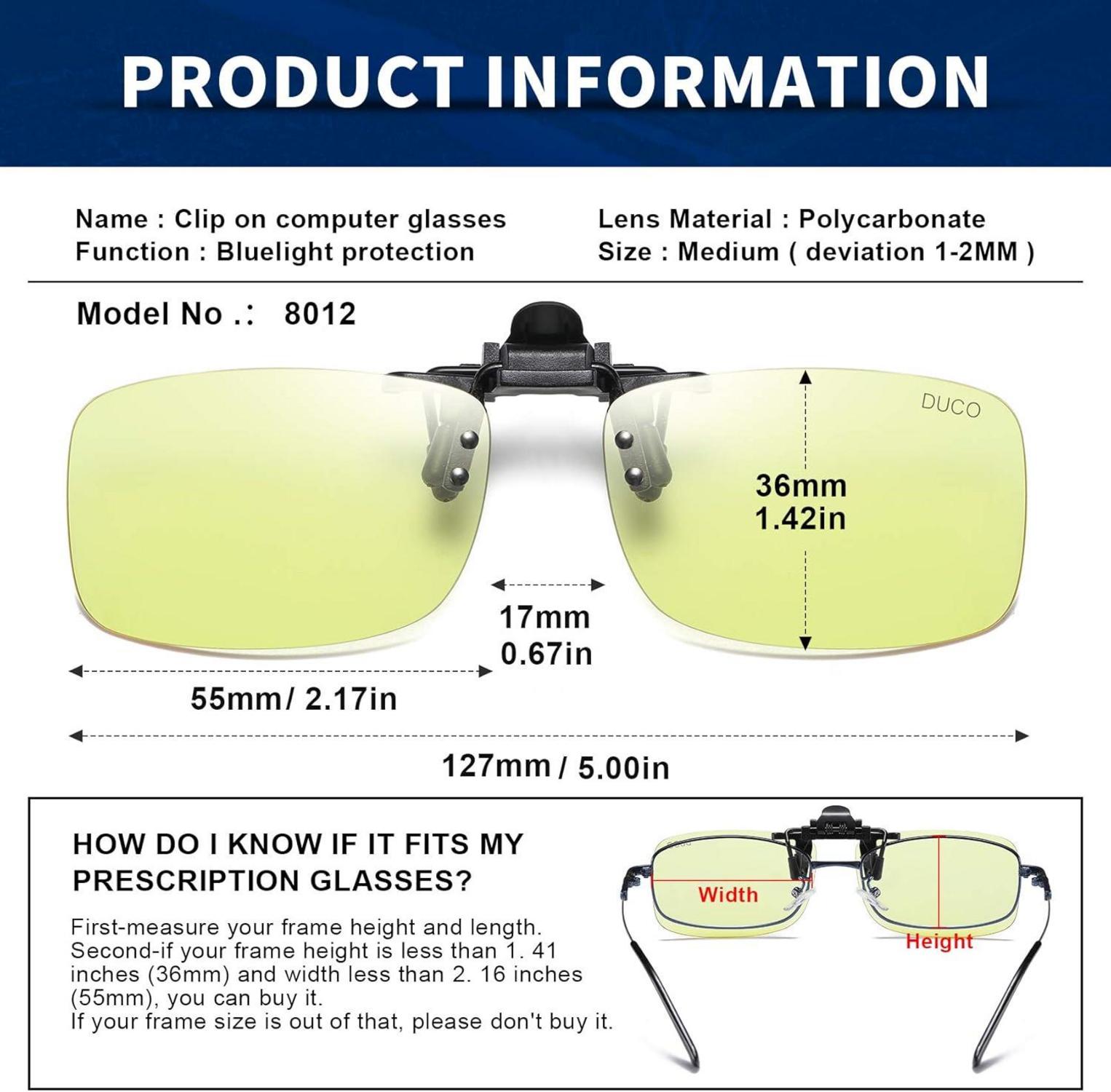 Clip Computerbrille für Kurzsichtigkeit mit Bernsteingläsern