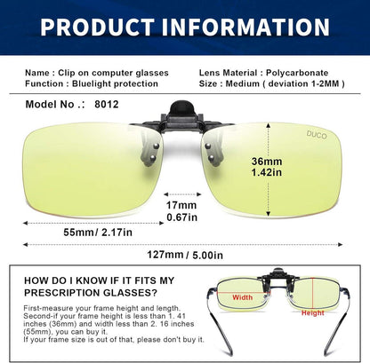 Clip Computerbrille für Kurzsichtigkeit mit Bernsteingläsern