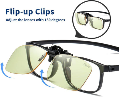 Clip Computer Brille Bernstein Gläser Kurzsichtigkeit Schutz 55MM