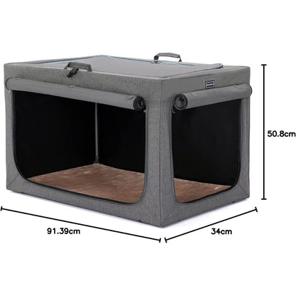 Faltbare Hundebox Grau L – Komfortabler Schlaf- & Reisekennel