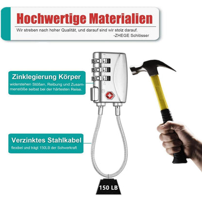 ZHEGE Zahlenschloss Koffer TSA Genehmigt, 3