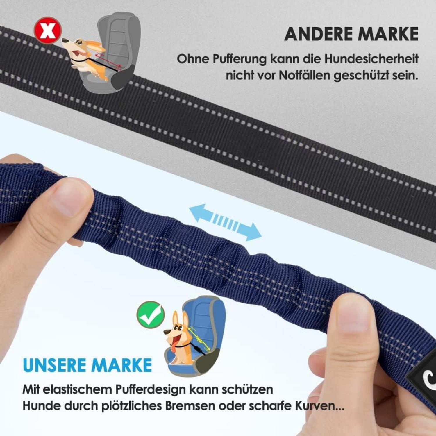 Hundegurt Auto Kopfstützen-Rückhalte Anschnallgurt 2 Stück Blau