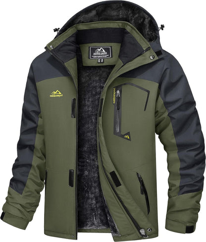 Warme Wasserdichte Winterjacke mit Fleece-Futter und Kapuze