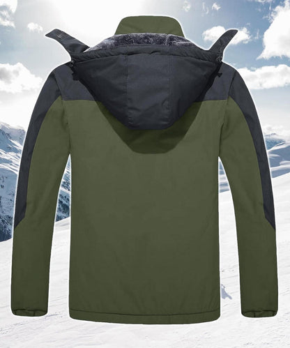 Herren Winterjacke Wasserdicht Winddicht Fleece Ski Kapuze S Armeegrün