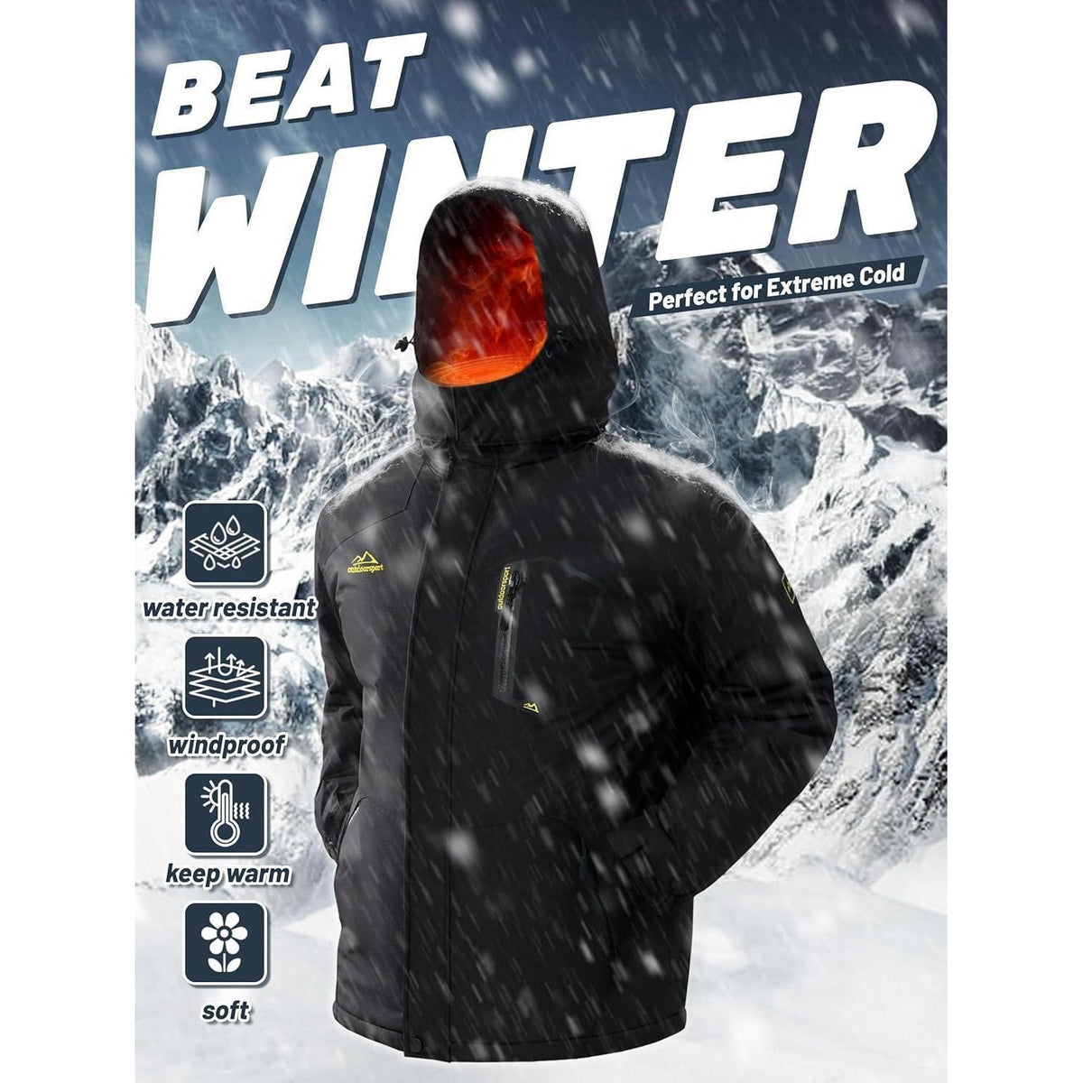 Herren Winterjacke wasserdicht & winddicht mit Fleece-Futter