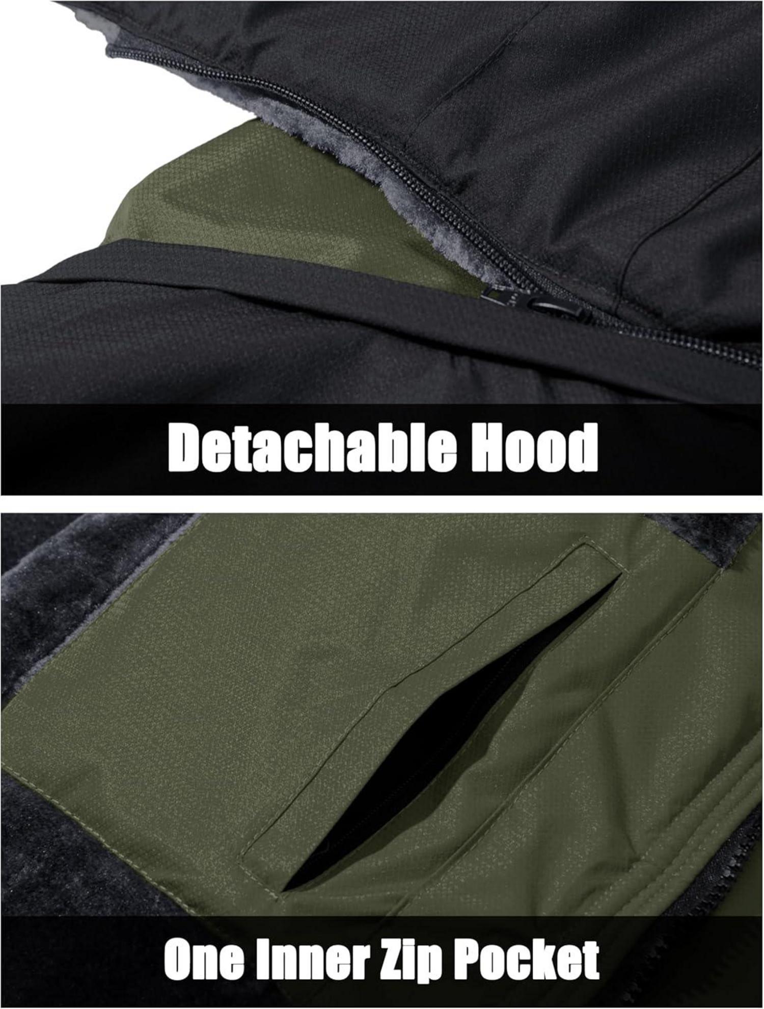 Herren Winter Skijacke Fleece Gefüttert Softshelljacke XL Armeegrün