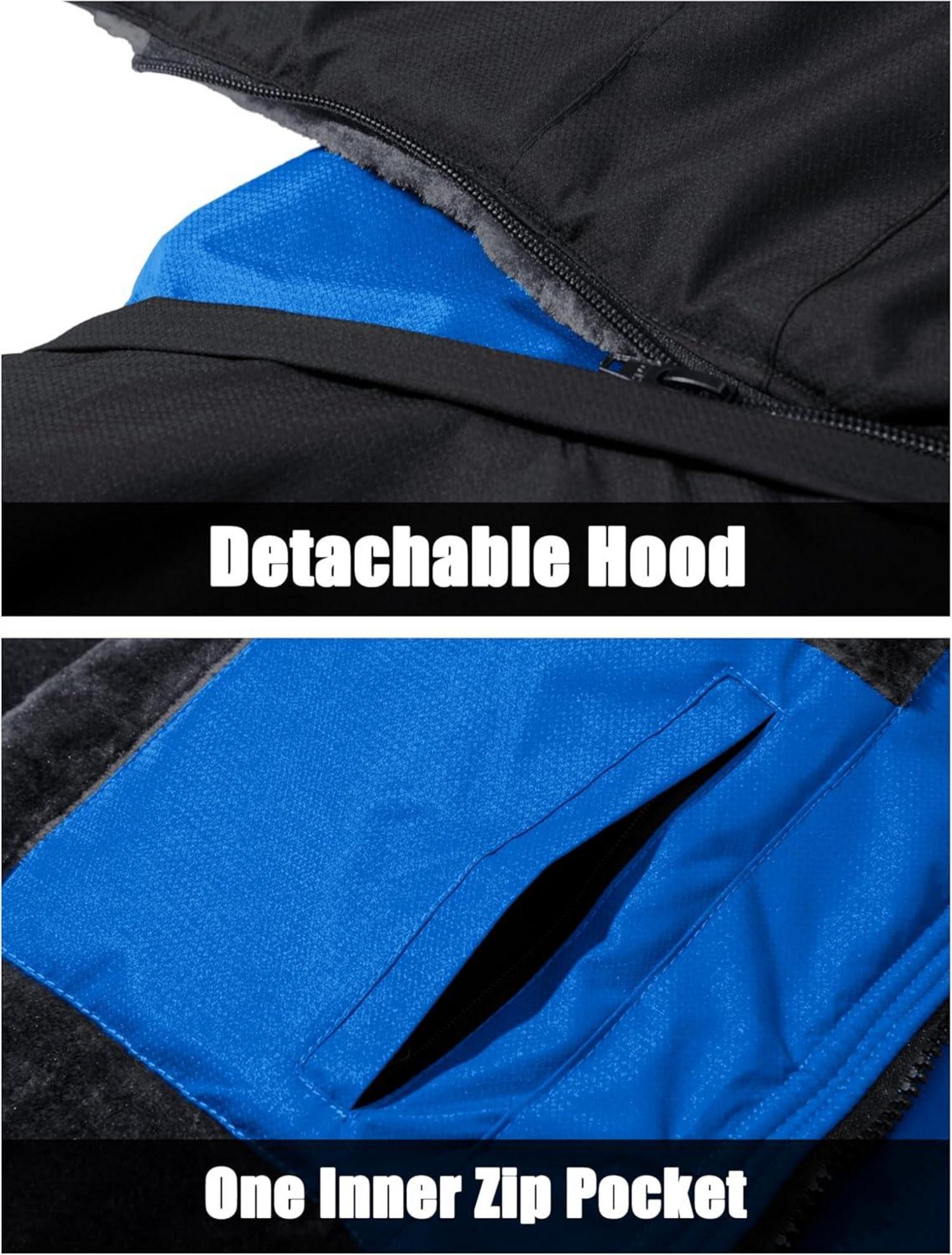 Herren Winter Skijacke Fleece Softshelljacke Wasserdicht mit Kapuze