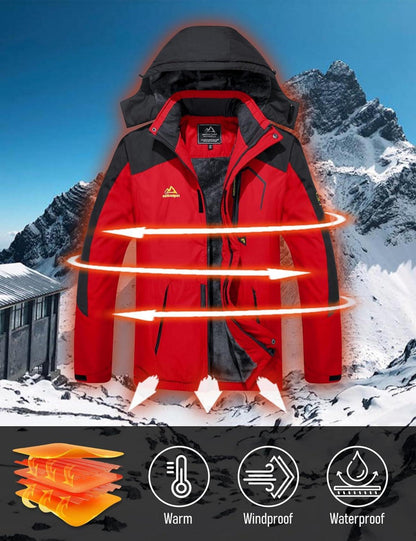 Winter Skijacke Herren Fleece Gefüttert Softshelljacke Wasserdicht