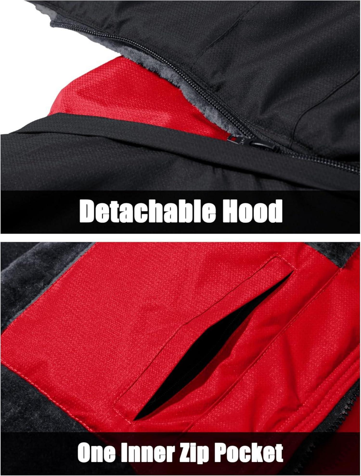 Herren Winter Skijacke Fleece Gefüttert Outdoor Softshelljacke Rot XXL