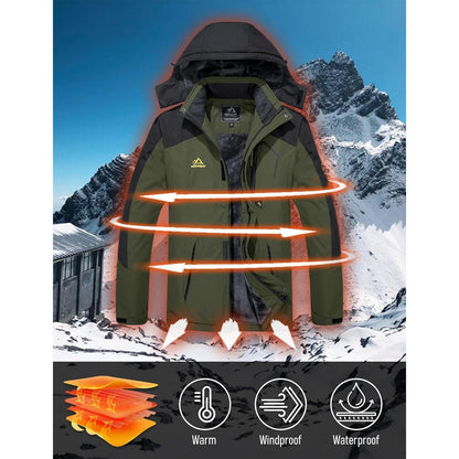 Herren Winter Skijacke Fleece Gefüttert Outdoor Wasserdicht