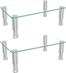 Monitor Riser 2er Pack Glas Edelstahl höhenverstellbar HD01T-202P