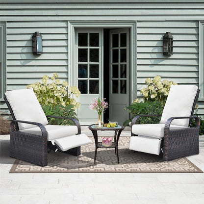 2x Verstellbarer Liegestuhl – Rattan Gartenmöbel Set