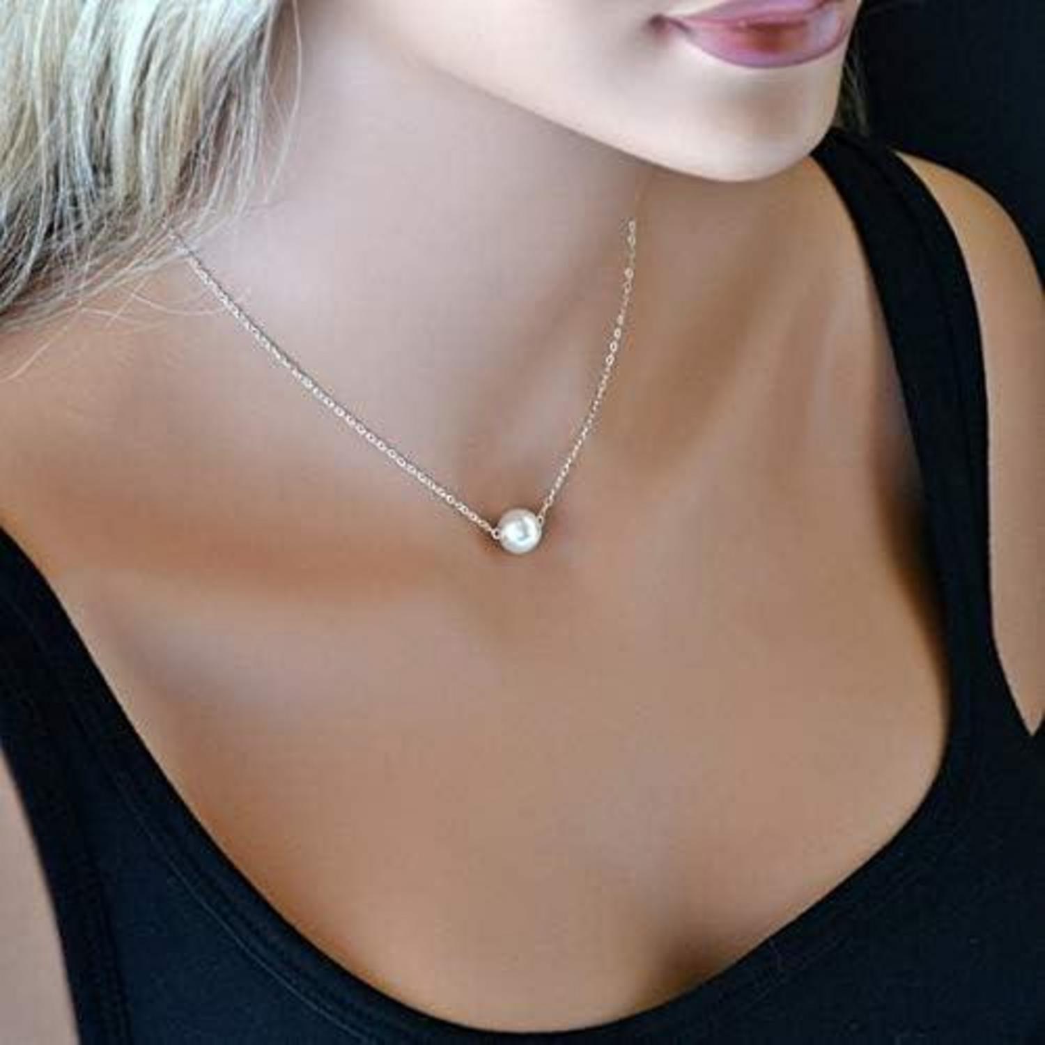 Perle Choker Halskette 925 Sterling Silber Süßwasser