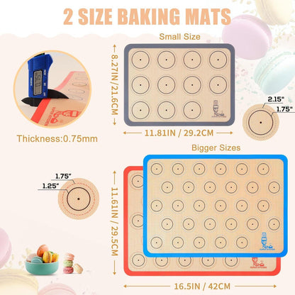 Silikon Backmatte 3er Set für Macarons & Brot, Antihaft