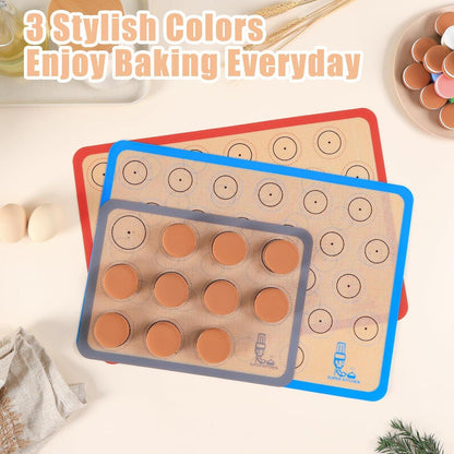 Silikon Backmatte 3er Set für Macarons & Brot, Antihaft