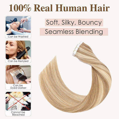 Remy Echthaar Tape Extensions Blond 50cm (#012/613)
