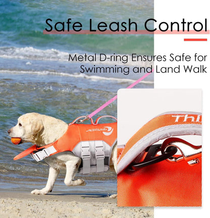 ThinkPet Hund Schwimmweste Rettungsweste Reflektierend Orange - S/M/L