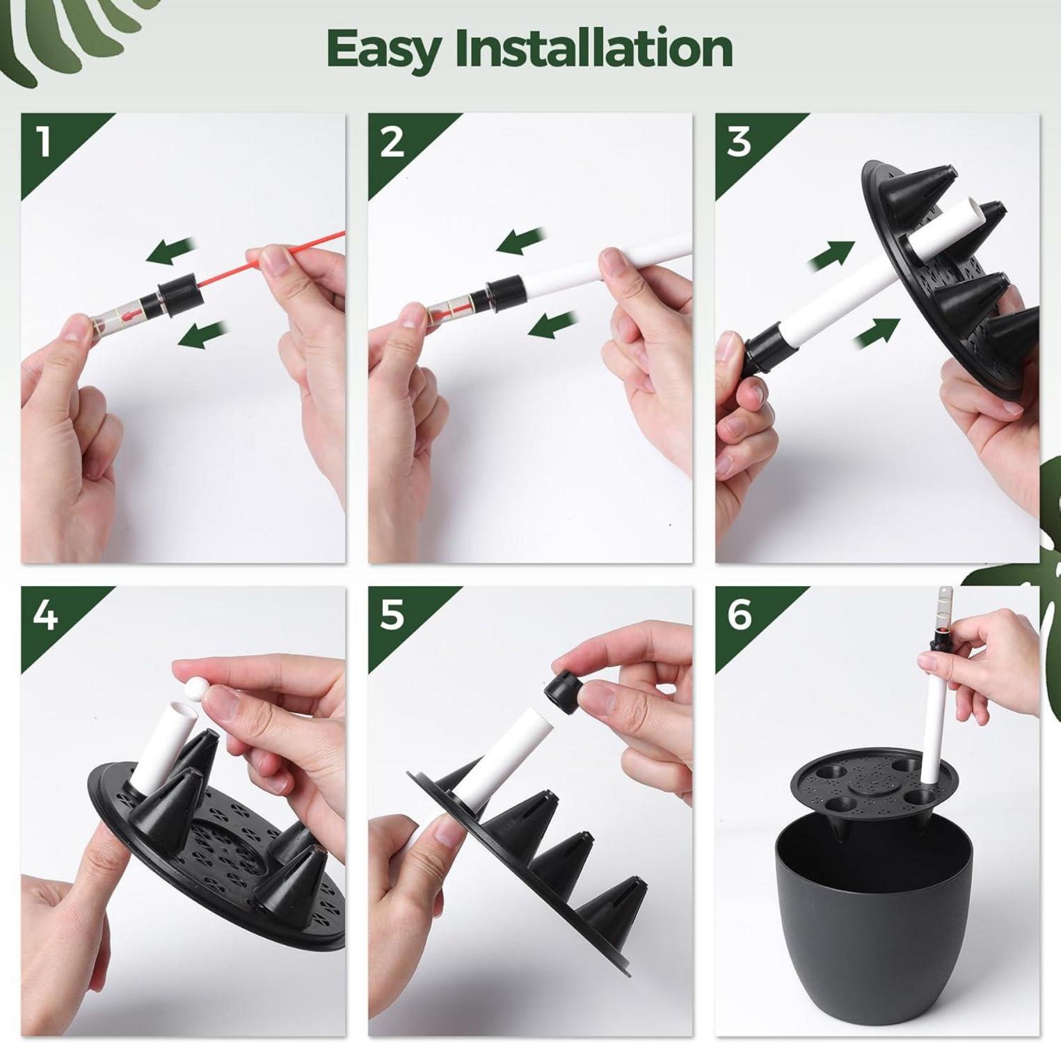 T4U 22cm Schwarz Selbstwässernder Blumentopf 4er-Set mit Wasserstandsanzeige