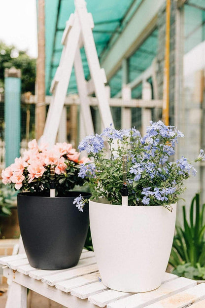 SELBSTWÄSSERNDER Blumentopf 22cm SCHWARZ 4er-Set für Innen Außen