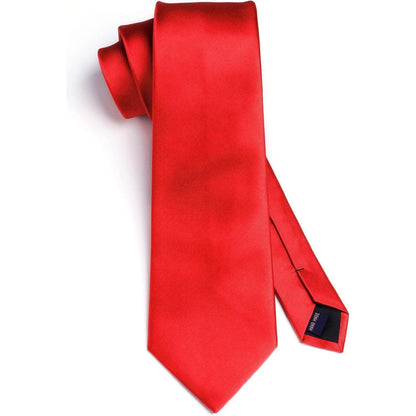 Rote Extra Lange Herren Krawatte & Einstecktuch Set