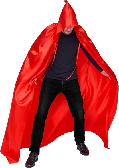 Halloween Umhang mit Kapuze für Erwachsene Vampir Kostüm Rot
