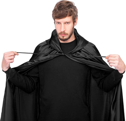 Halloween Umhang mit Kapuze für Erwachsene Vampir Cosplay Schwarz XL