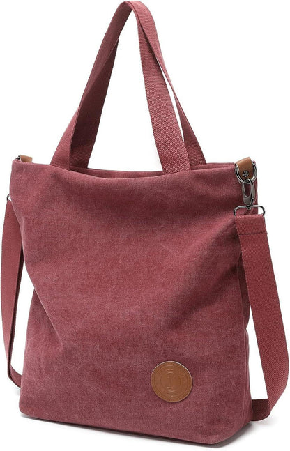 Canvas Schultertasche Damen Groß Multifunktionale Umhängetasche