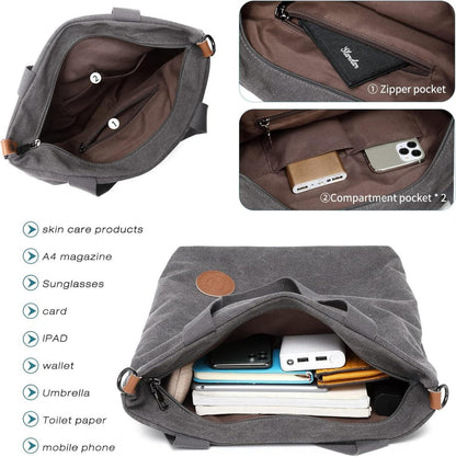 Damen Canvas Handtasche Schultertasche 30x40x12 Multifunktional Weinrot