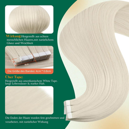 Echthaar Tape-in Extensions Platinblond 35cm - #1000