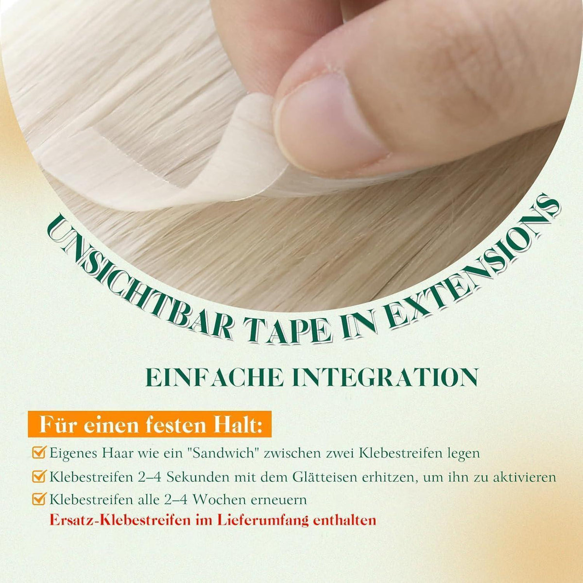 Echthaar Tape-in Extensions Platinblond 35cm - #1000