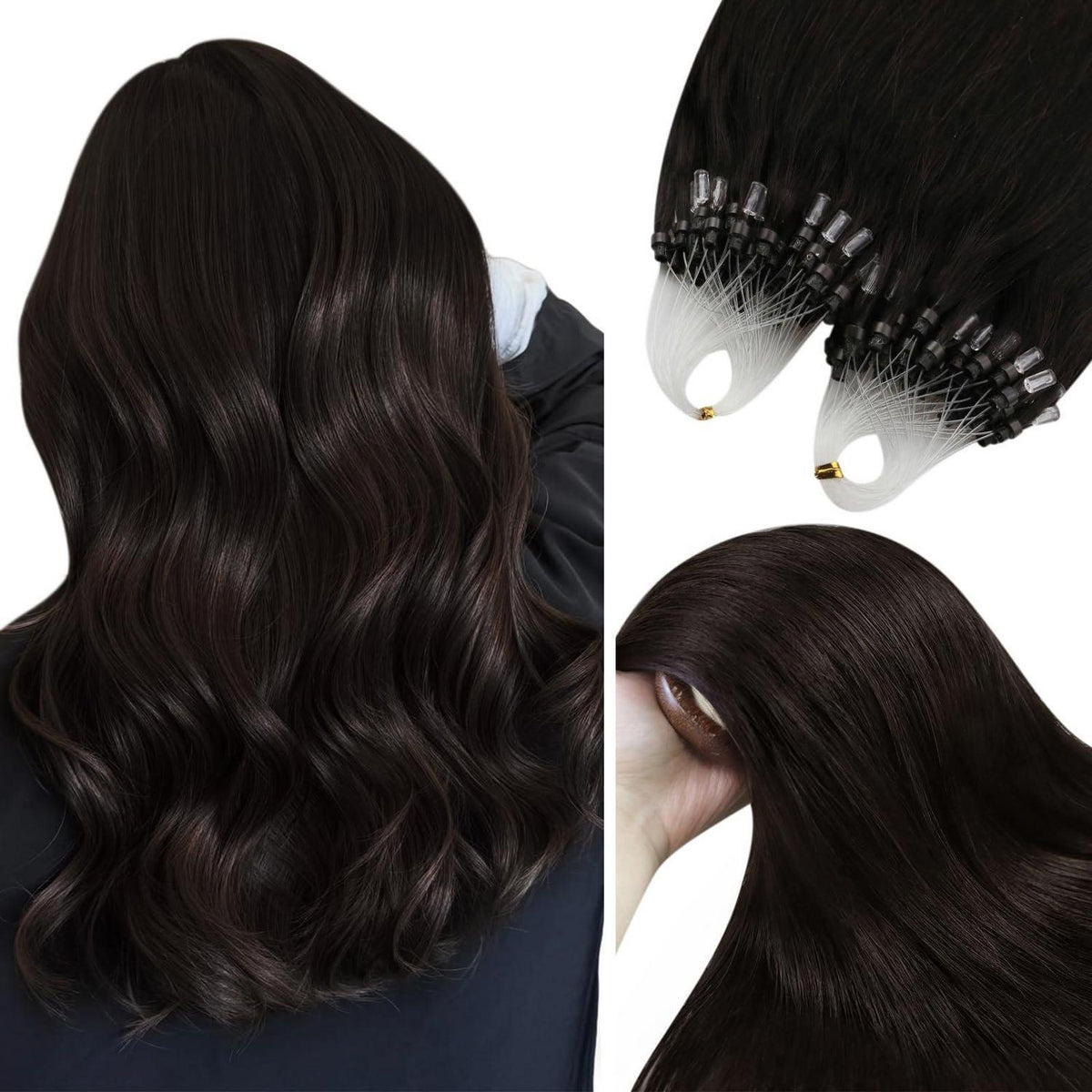 Echthaar Micro Ring Extensions Braun 60 cm