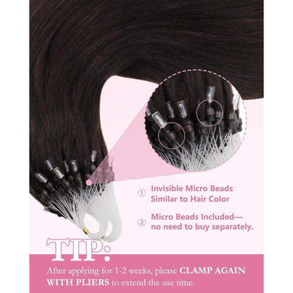 Echthaar Micro Ring Extensions Braun 60 cm