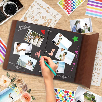 Scrapbook Fotoalbum Blau Selbstgestalten 60 Schwarze in Lederoptik