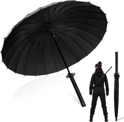 Samurai Schwert Regenschirm Sturmfest Lang Griff 24 Rippen