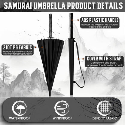 Samurai Katana Regenschirm Sturmfest Langgriff 24 Rippen