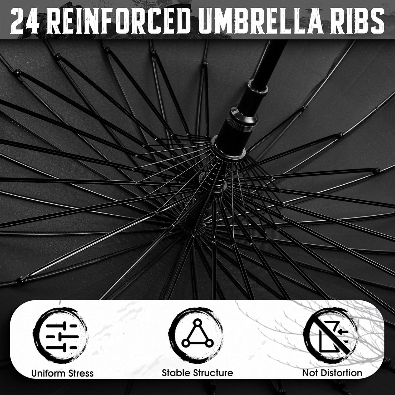 Samurai Schwert Regenschirm mit langem Griff, Sturmfest, 24 Rippen