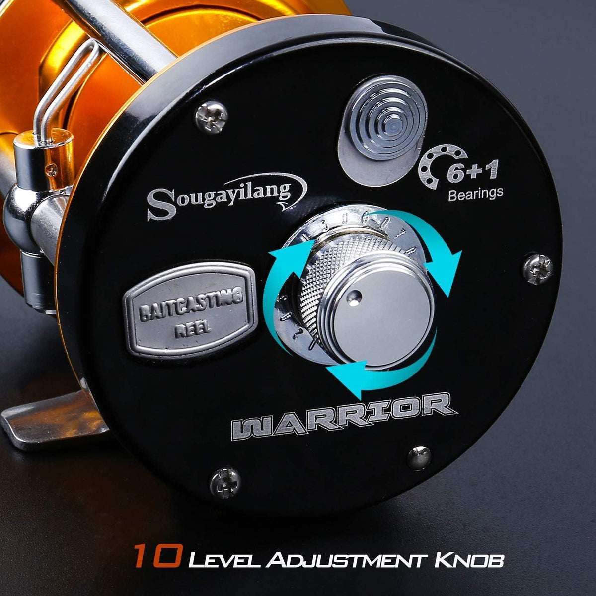 Runde Baitcast Angelrolle mit Carbon-Zugsystem, 10kg Bremskraft