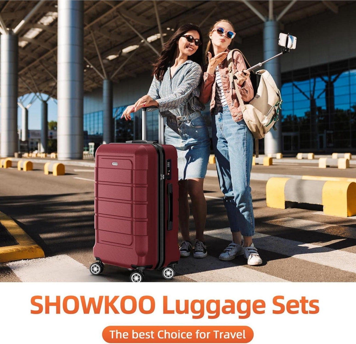 SHOWKOO Kofferset 3-teilig ABS+PC Hartschale TSA-Schloss