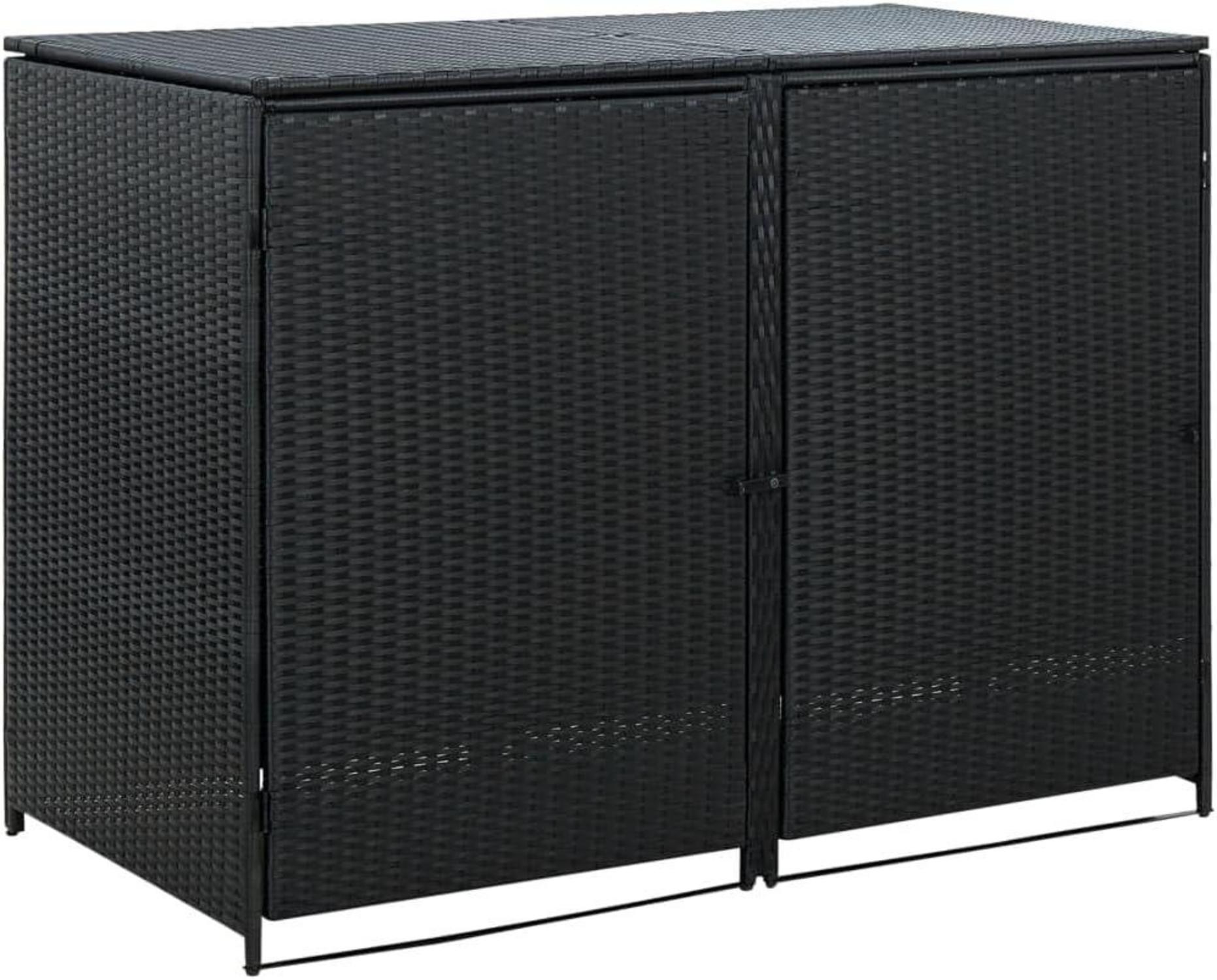 Mülltonnenbox 2er Rattan Schwarz Gerätebox Garten