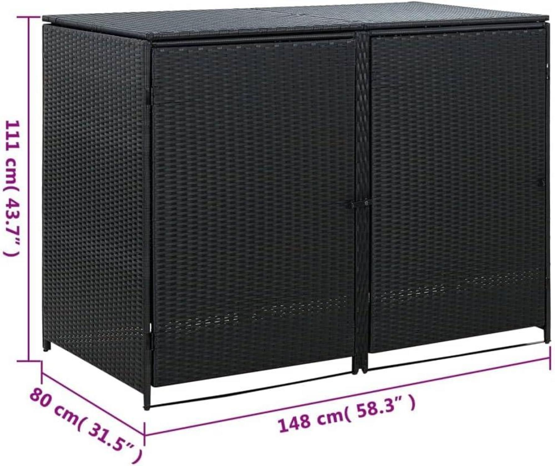 Mülltonnenbox 2er Poly Rattan Gerätebox Schwarz